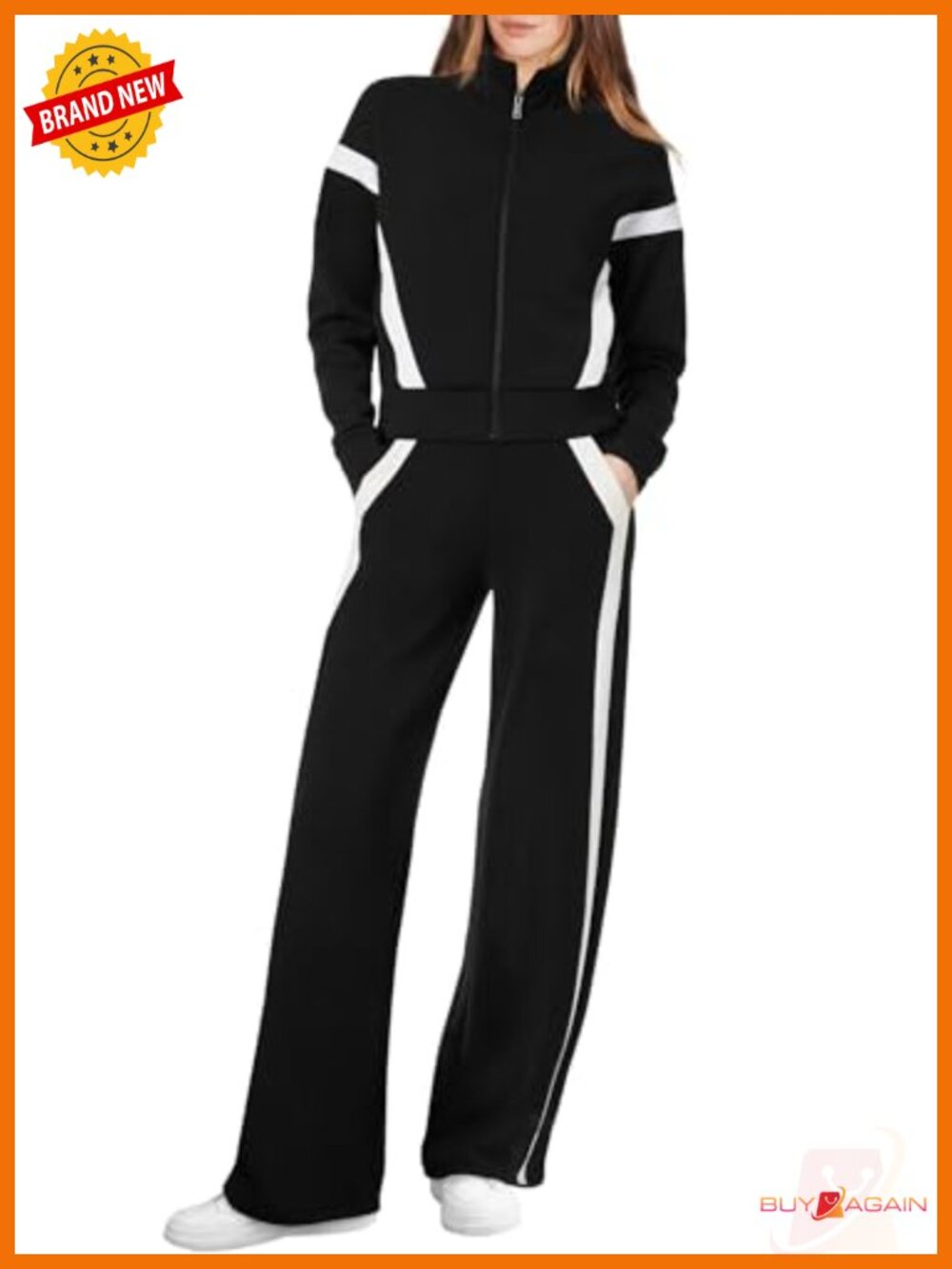 Women's 2 Piece Sweatsuit Set Full Zip Sweatshirt Wide Leg Sweatpants